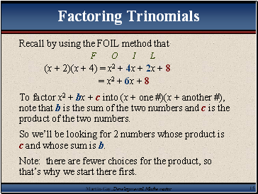 Factoring Trinomials