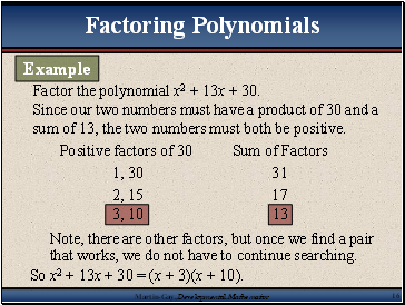 Factoring Polynomials