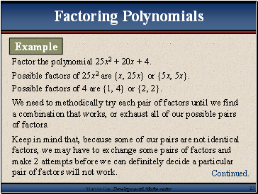 Factoring Polynomials