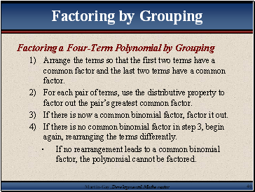 Factoring a Four-Term Polynomial by Grouping