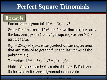 Factor the polynomial 16x2  8xy + y2.