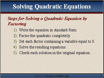 Solving Quadratic Equations