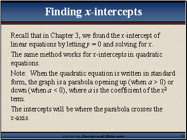 Finding x-intercepts