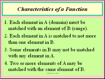 Characteristics of a Function