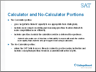 Calculator and No-Calculator Portions