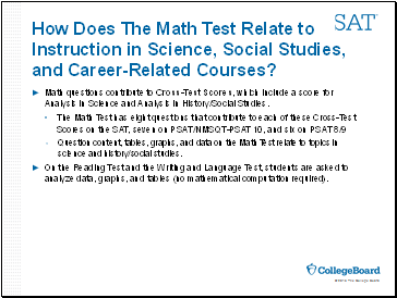 How Does The Math Test Relate to Instruction in Science, Social Studies, and Career-Related Courses?
