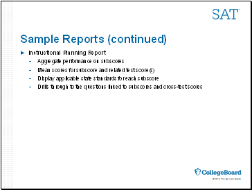 Sample Reports (continued)