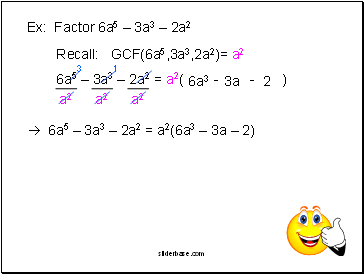 Ex: Factor 6a5  3a3  2a2