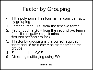 Factor by Grouping