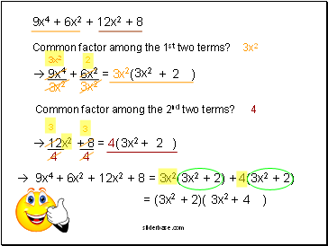 9x4 + 6x2 + 12x2 + 8