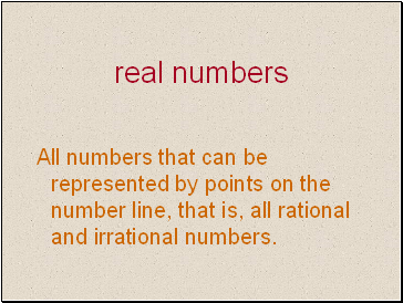 Real numbers