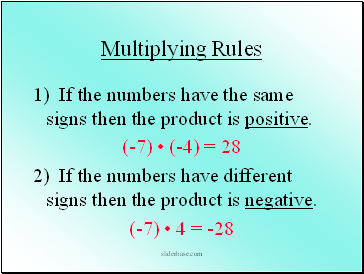 Multiplying Rules