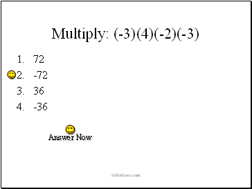 Multiply: (-3)(4)(-2)(-3)