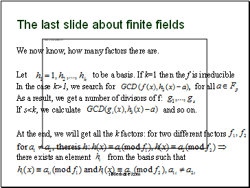 The last slide about finite fields