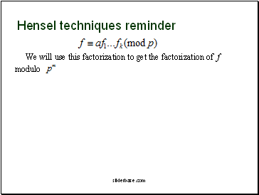 Hensel techniques reminder