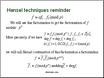 Hensel techniques reminder