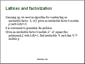 Lattices and factorization