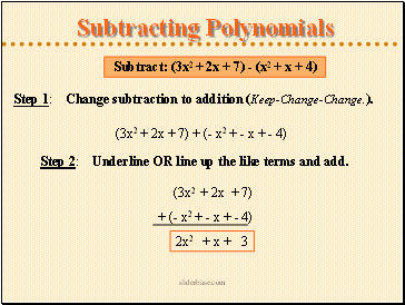 Subtracting Polynomials