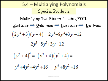 Multiplying Two Binomials using FOIL