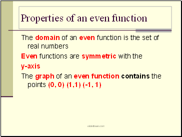 Properties of an even function