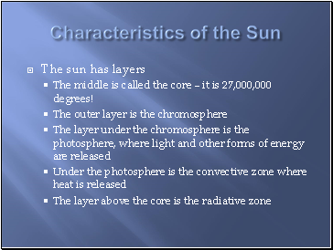 Characteristics of the Sun