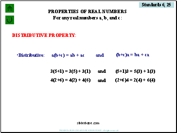 PROPERTIES OF REAL NUMBERS