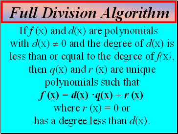Full Division Algorith