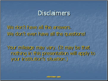 Disclaimers