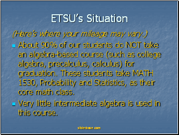 ETSU’s Situation