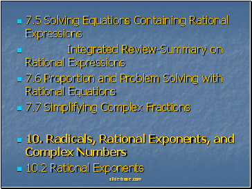 7.5 Solving Equations Containing Rational Expressions