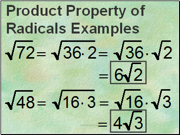 Product Property of Radicals Examples