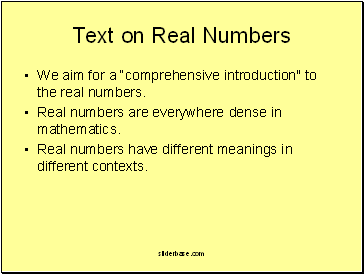 Text on Real Numbers