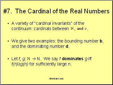 #7. The Cardinal of the Real Numbers