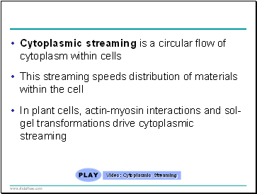 Cytoplasmic streaming is a circular flow of cytoplasm within cells