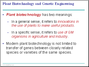 Plant Biotechnology and Genetic Engineering