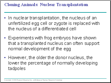 Cloning Animals: Nuclear Transplantation