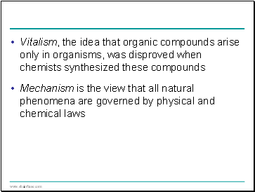 Vitalism, the idea that organic compounds arise only in organisms, was disproved when chemists synthesized these compounds