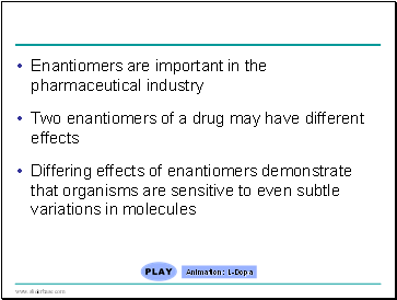 Enantiomers are important in the pharmaceutical industry