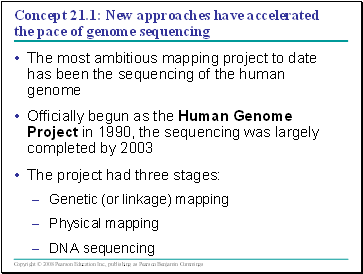 Concept 21.1: New approaches have accelerated the pace of genome sequencing
