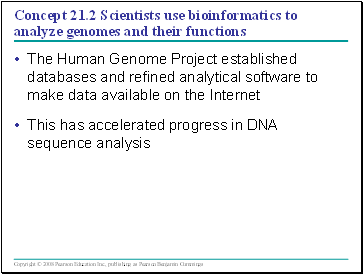 Concept 21.2 Scientists use bioinformatics to analyze genomes and their functions