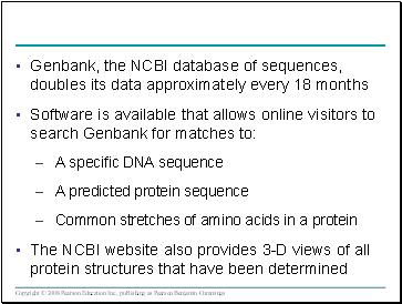 Genbank, the NCBI database of sequences, doubles its data approximately every 18 months
