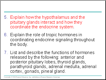 Explain how the hypothalamus and the pituitary glands interact and how they coordinate the endocrine system.