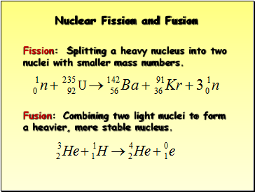 Nuclear Fission and Fusion