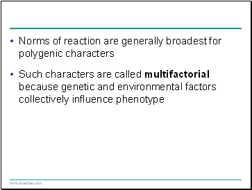 Norms of reaction are generally broadest for polygenic characters