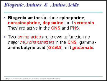 Biogenic Amines & Amino Acids