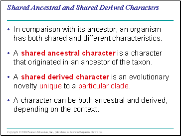 Shared Ancestral and Shared Derived Characters