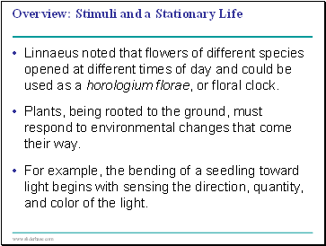 Stimuli and a Stationary Life
