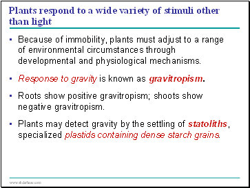 Plants respond to a wide variety of stimuli other than light