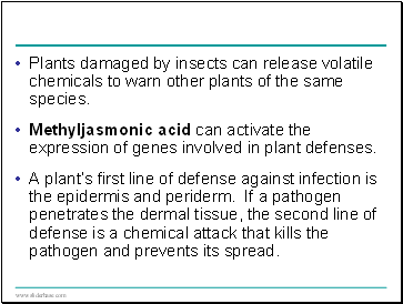 Plants damaged by insects can release volatile chemicals to warn other plants of the same species.