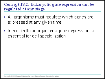Concept 18.2: Eukaryotic gene expression can be regulated at any stage